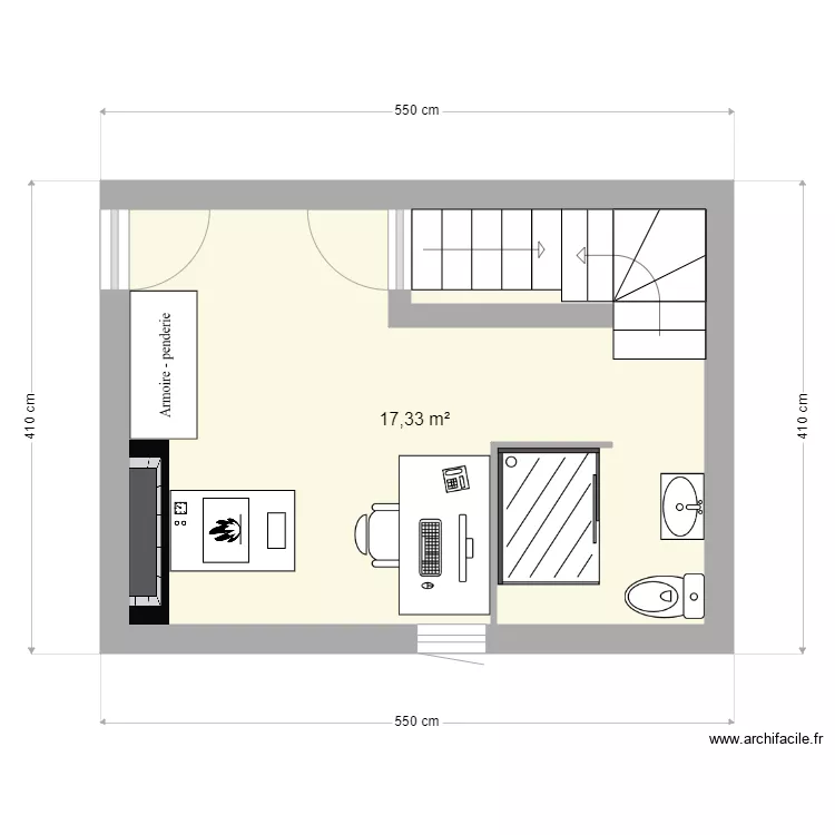 Grange RDC. Plan de 1  et 17 m²
