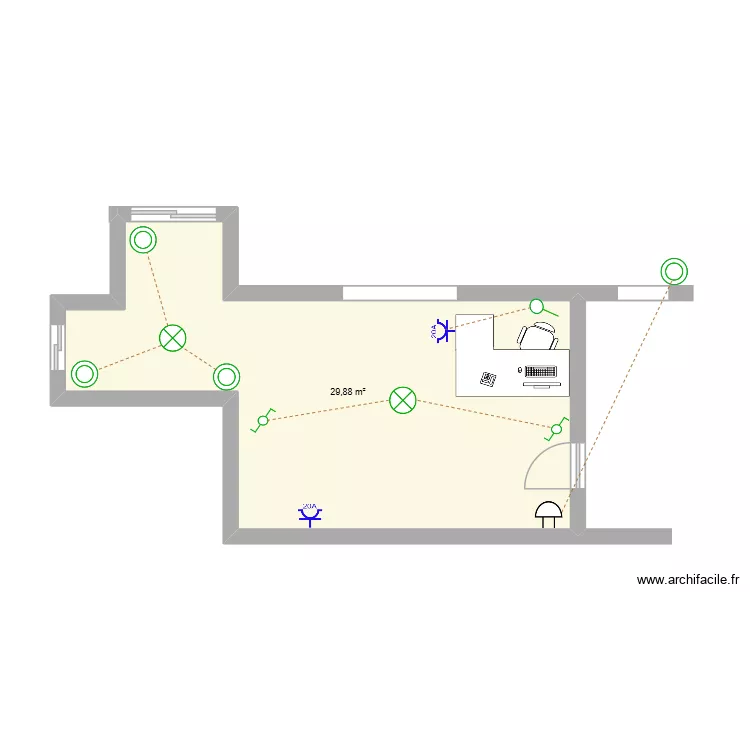 Studio_68. Plan de 1  et 30 m²