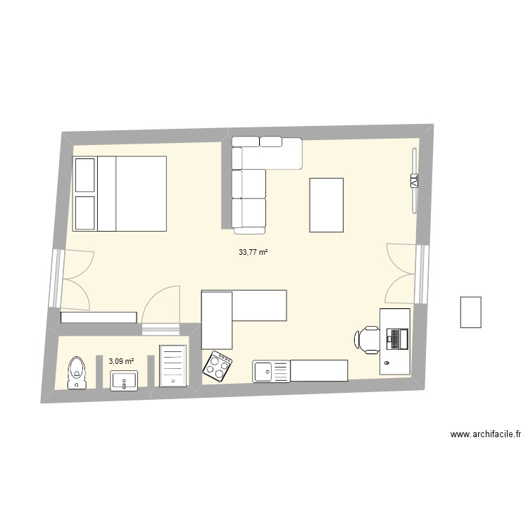 studio. Plan de 0 pièce et 0 m2