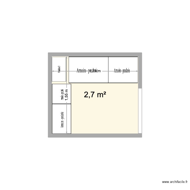 Dressing Extension. Plan de 1 pièce et 3 m2
