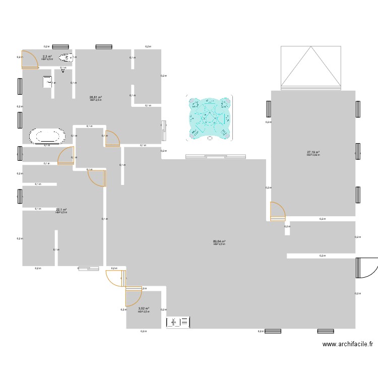 pierrefonds. Plan de 6 pièces et 174 m2