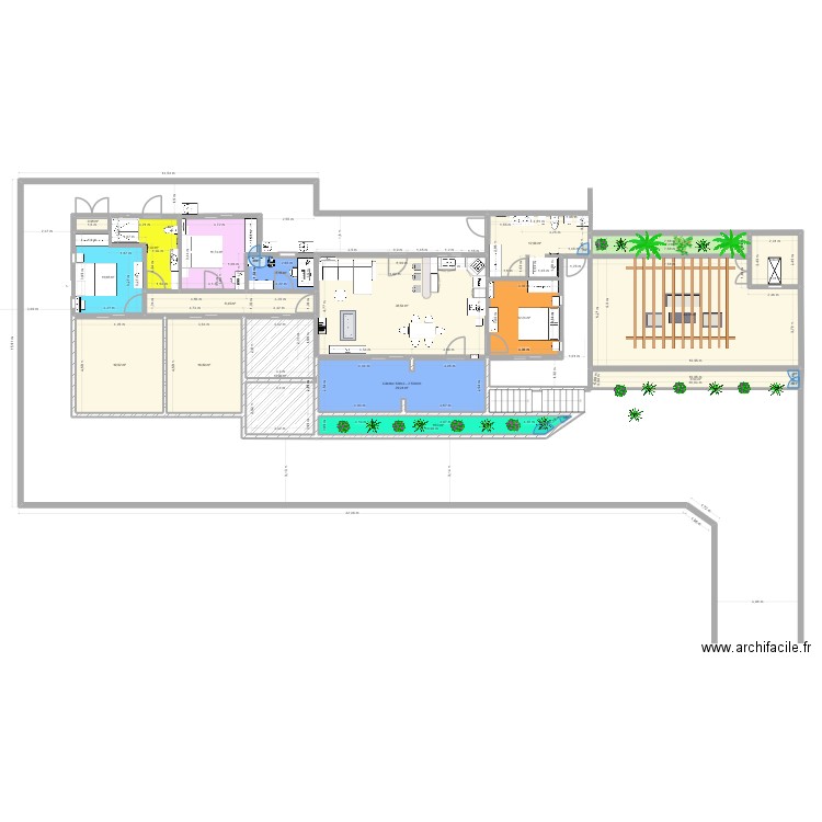 Yanis agencement maison. Plan de 18 pièces et 264 m2