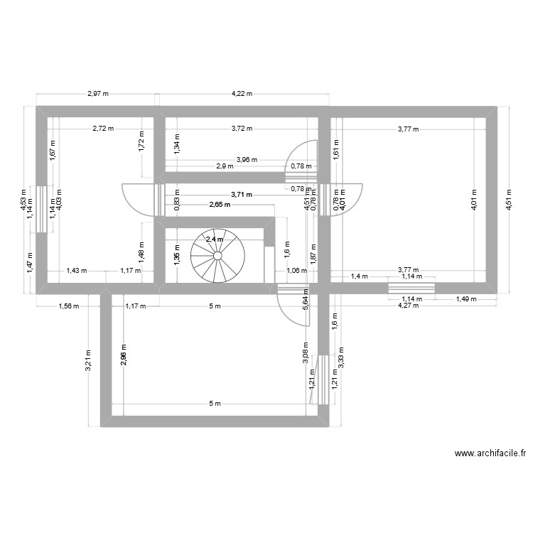 Plan Charlotte Etage. Plan de 3 pièces et 38 m2