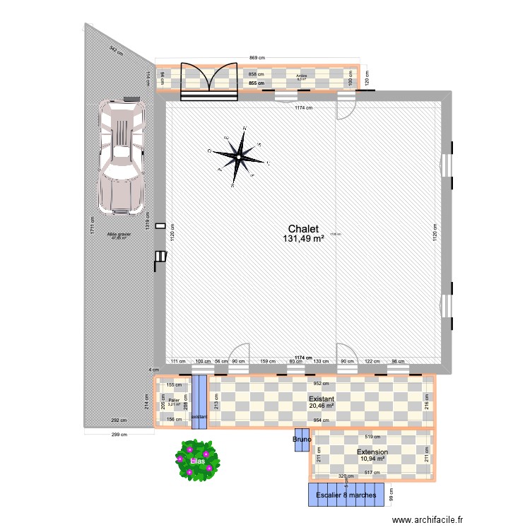 Galerie Montisbrand extension 2025 v4. Plan de 6 pièces et 222 m2