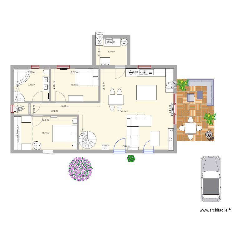 Maison v2. Plan de 6 pièces et 87 m2