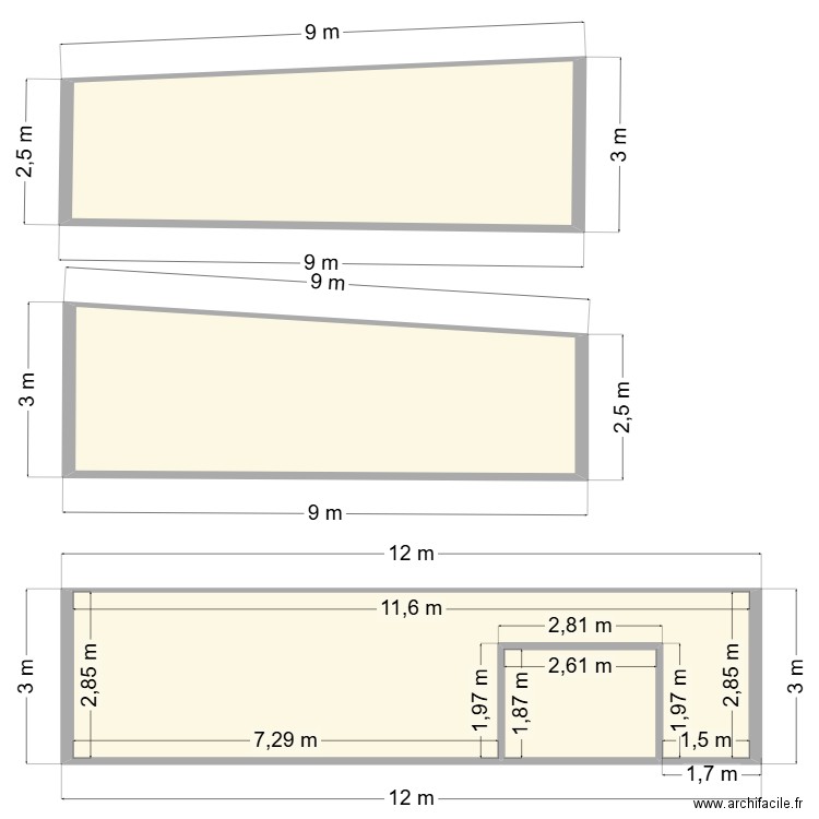 plan de coupe atelier 0. Plan de 4 pièces et 77 m2