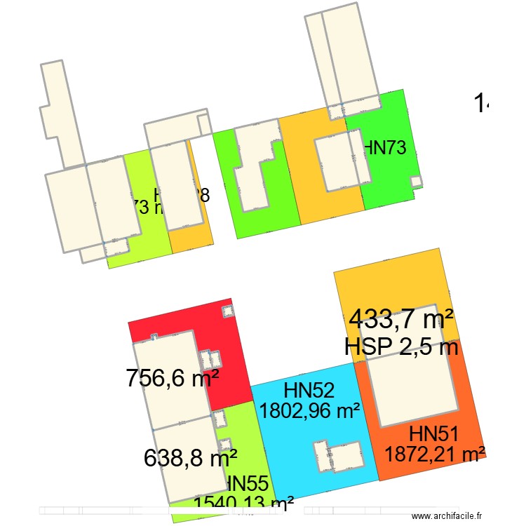 LE MONDE DE LA GLACE (vue d'ensemble cadastre HN). Plan de 26 pièces et 6375 m2
