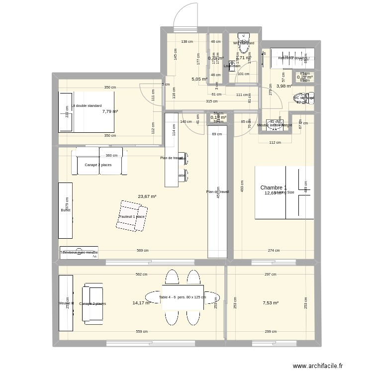 Golfe 5. Plan de 11 pièces et 78 m2