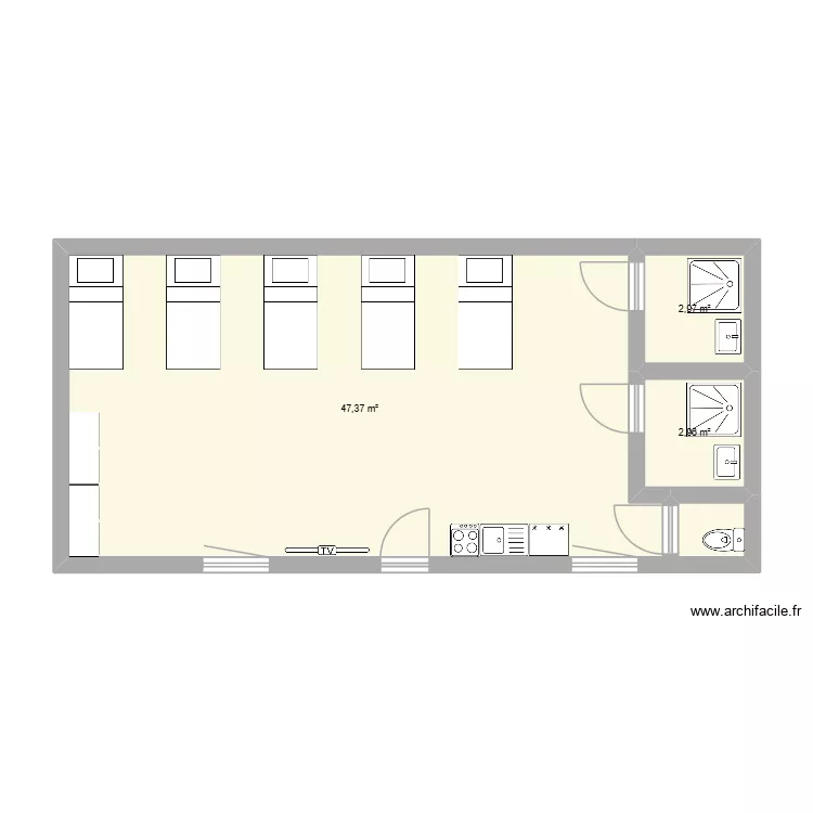 dortoir. Plan de 3 et 53 m² dortoir. Plan de 3 et 53 m²