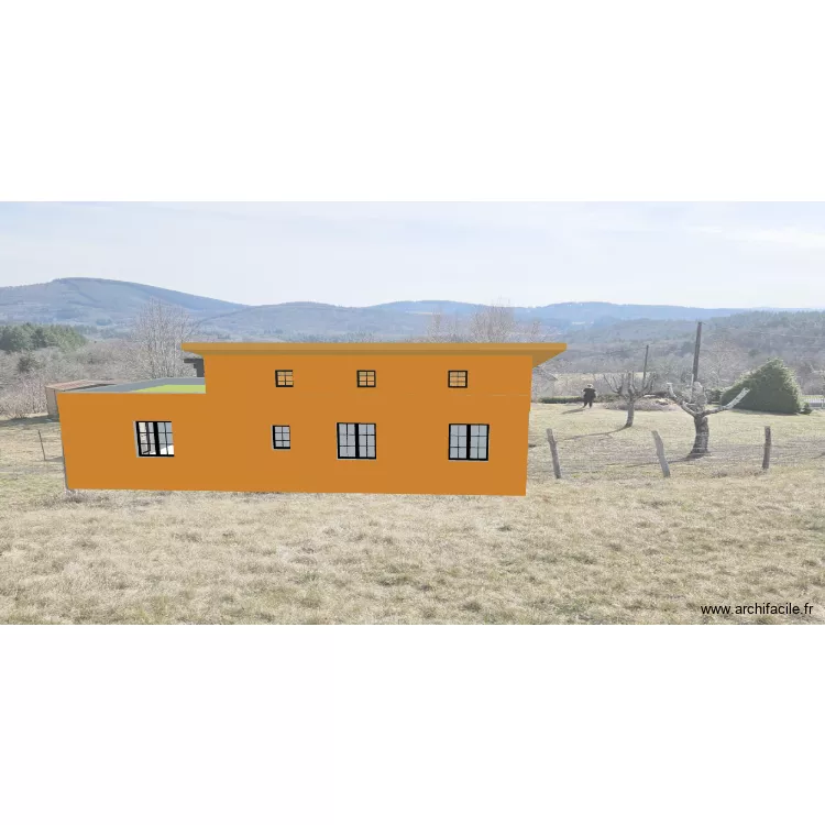 Chalet avril toiture arri&egrave;re. Plan de 