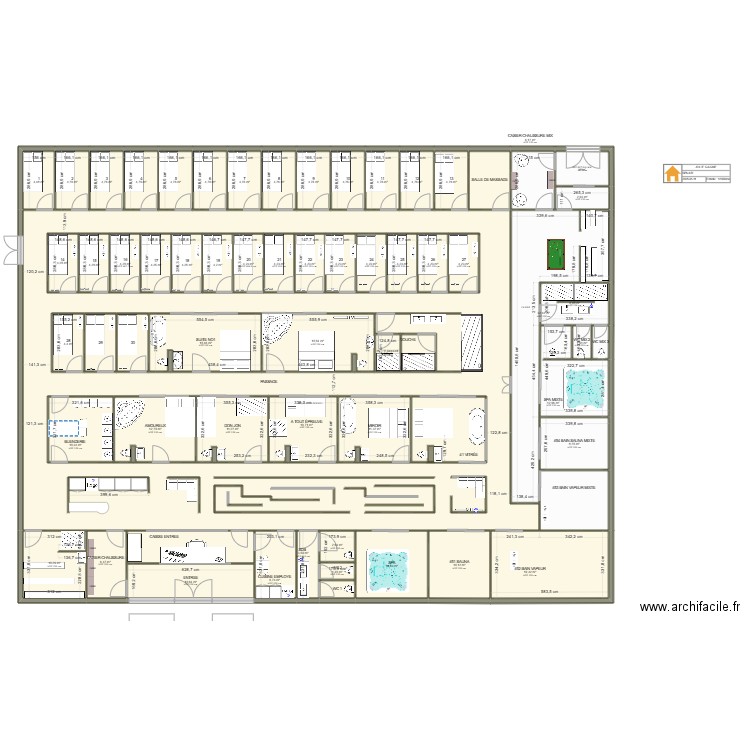 plan sauna 4 MODIF TEST. Plan de 64 pièces et 811 m2