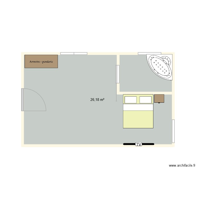 ephad. Plan de 1 pièce et 26 m2