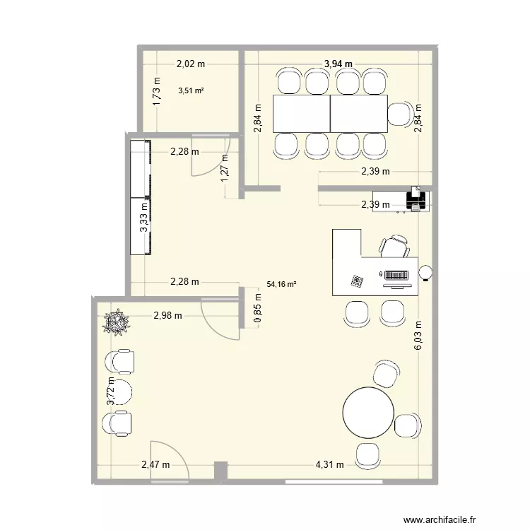Brienne. Plan de 2  et 58 m²