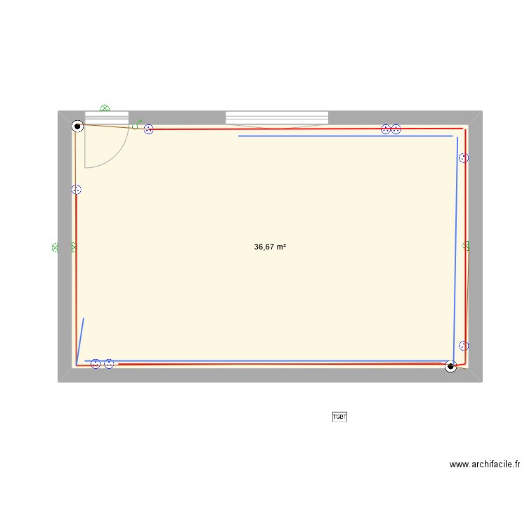 geudré. Plan de 1 pièce et 37 m2