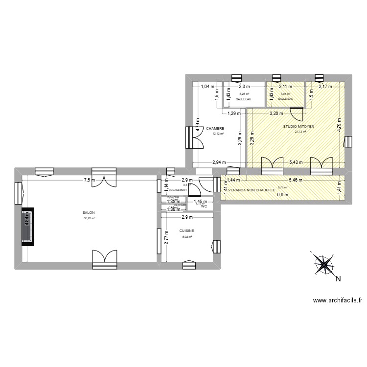 BONNET. Plan de 11 pièces et 99 m2