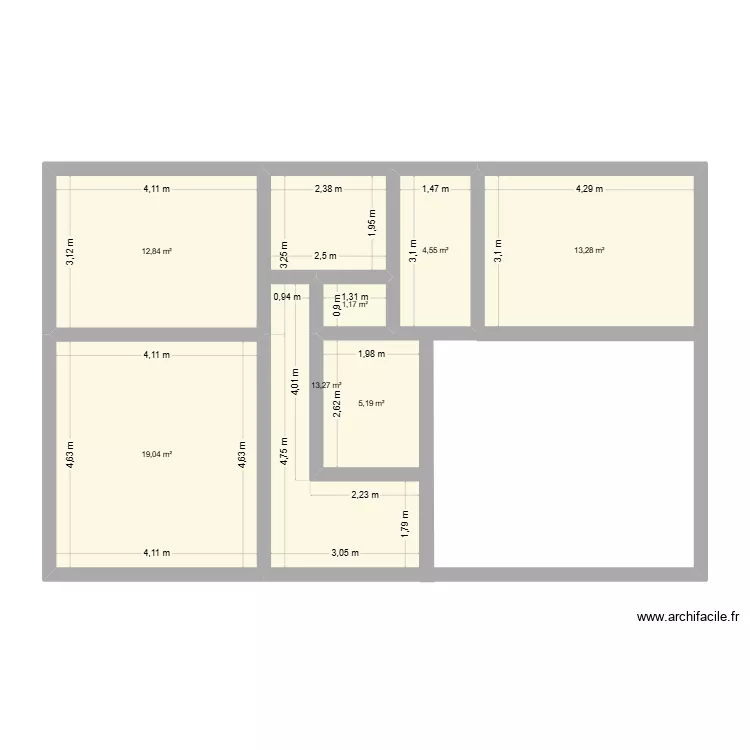 HUISSIEZ. Plan de 7  et 69 m²