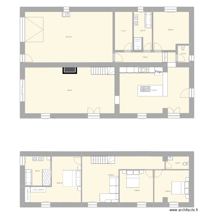 Cleyrac. Plan de 14 pièces et 266 m2