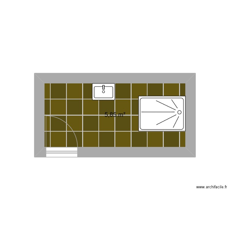 SDB. Plan de 1 pièce et 6 m2