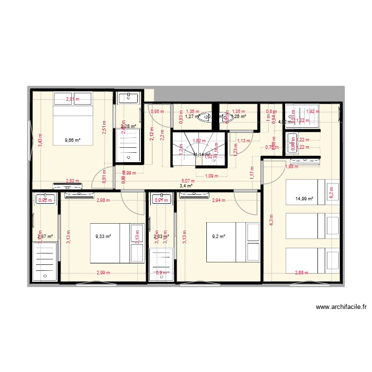 chambre numero 3 la richeti&eacute;re. Plan de 0 pièce et 0 m2