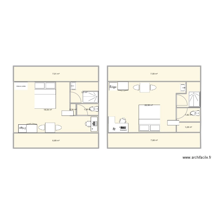A frame2. Plan de 20 pièces et 123 m2