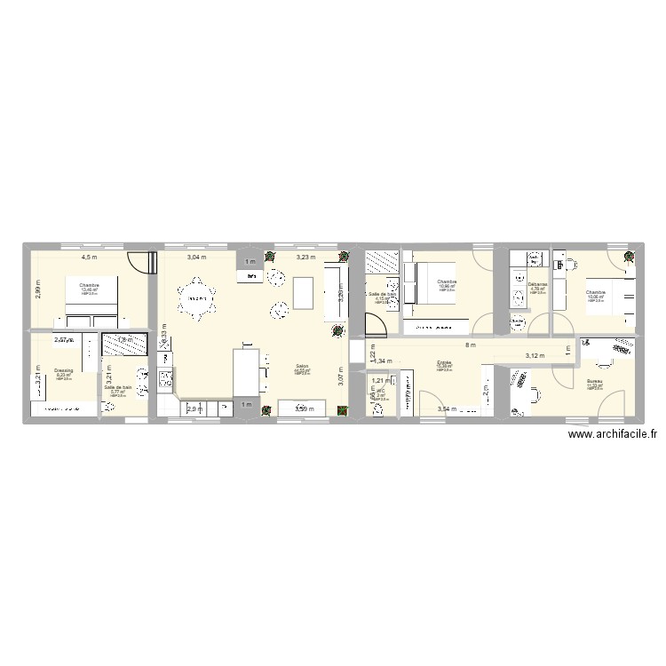 Rénovation V.4.0. Plan de 11 pièces et 131 m2
