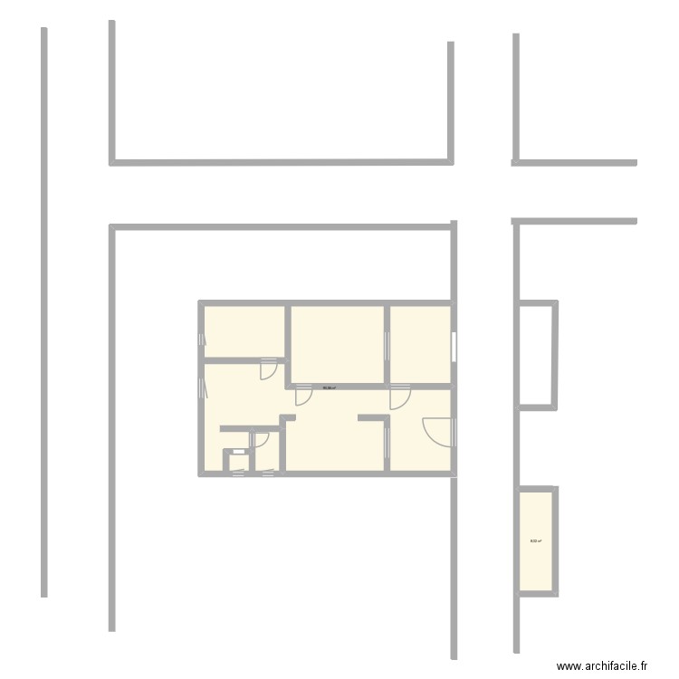 centre progress academy_interieur. Plan de 2 pièces et 99 m2