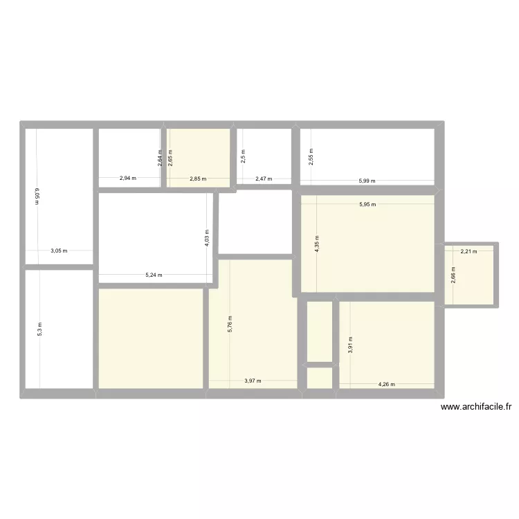 Maison Lalande. Plan de 6 pièces et 103 m²