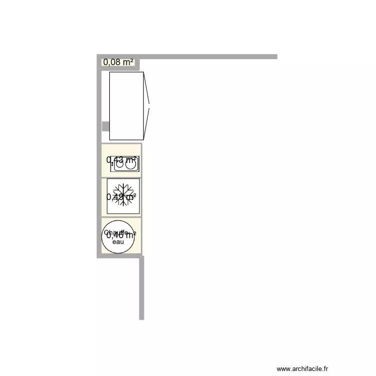 vue dessus. Plan de 4  et 1 m²
