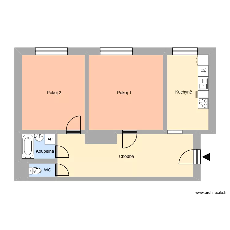 n&aacute;m. T.G. Masaryka 796, byt 2. Plan de 8  et 64 m²