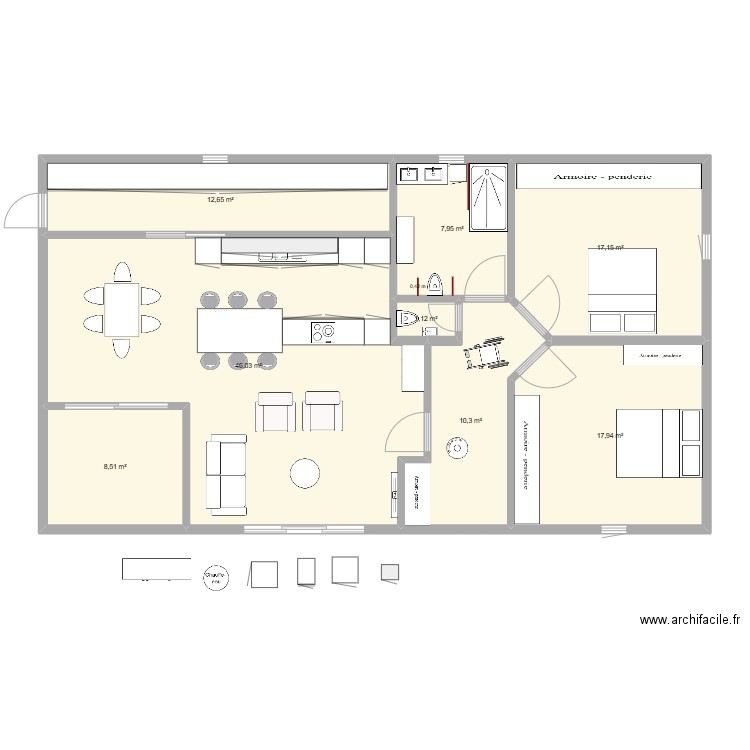jjjooo. Plan de 8 pièces et 122 m2