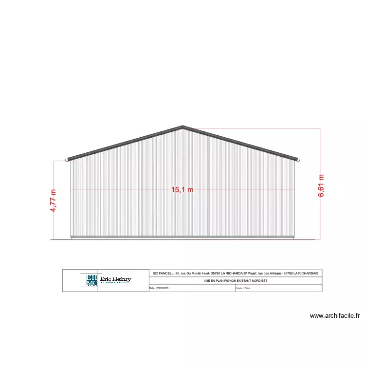 PIGNON EXISTANT NORD EST PLOMB FM. Plan de 