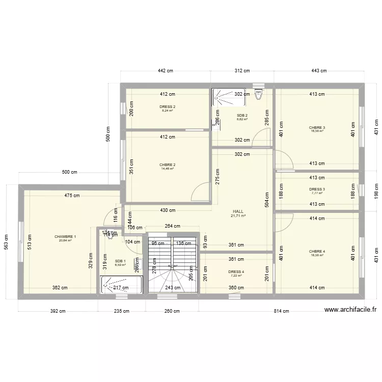 1 ETAGE ARRIERE. Plan de 