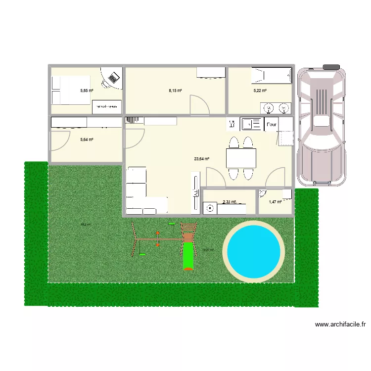 le meilleur plan. Plan de 7  et 52 m²