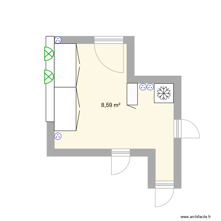 eee. Plan de 1  et 9 m²
