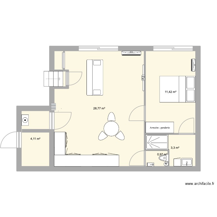 plan APRES TRAVAUX. Plan de 5 pièces et 49 m2