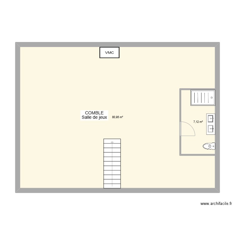 CAMPO Comble. Plan de 2 pièces et 96 m2