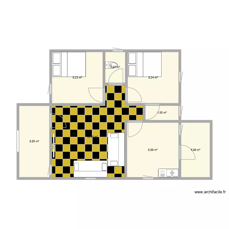 maison village. Plan de 8  et 59 m²