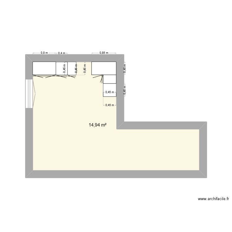 plan 1. Plan de 1 pièce et 15 m2