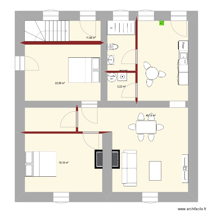 Apt RDC Hugues vierge version 2. Plan de 5 pièces et 101 m2