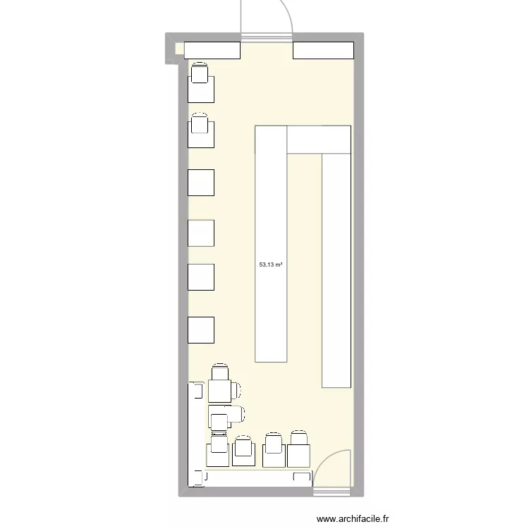 flon2burger. Plan de 1  et 53 m²