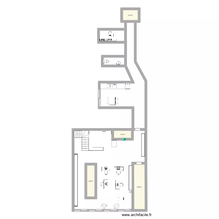 &Eacute;tage. Plan de 4  et 14 m²
