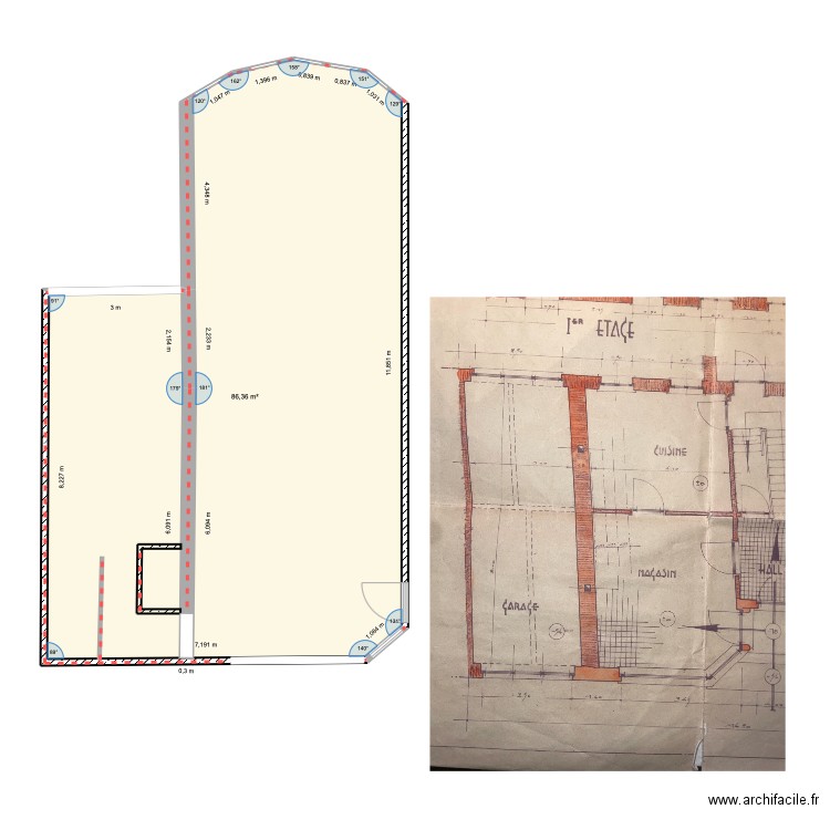 Plan Salon de coiffure. Plan de 1 pièce et 86 m2