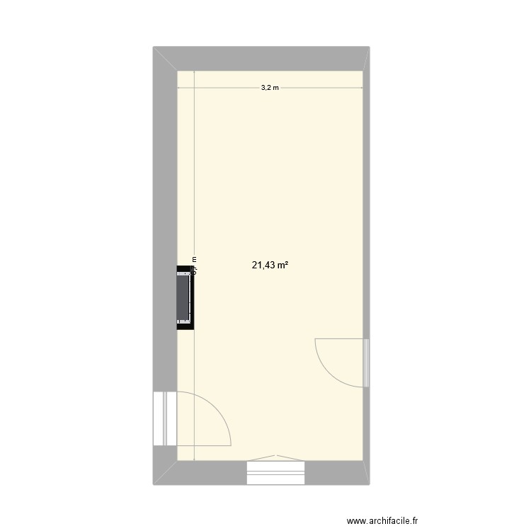 chambre rdc les bougets. Plan de 1 pièce et 21 m2