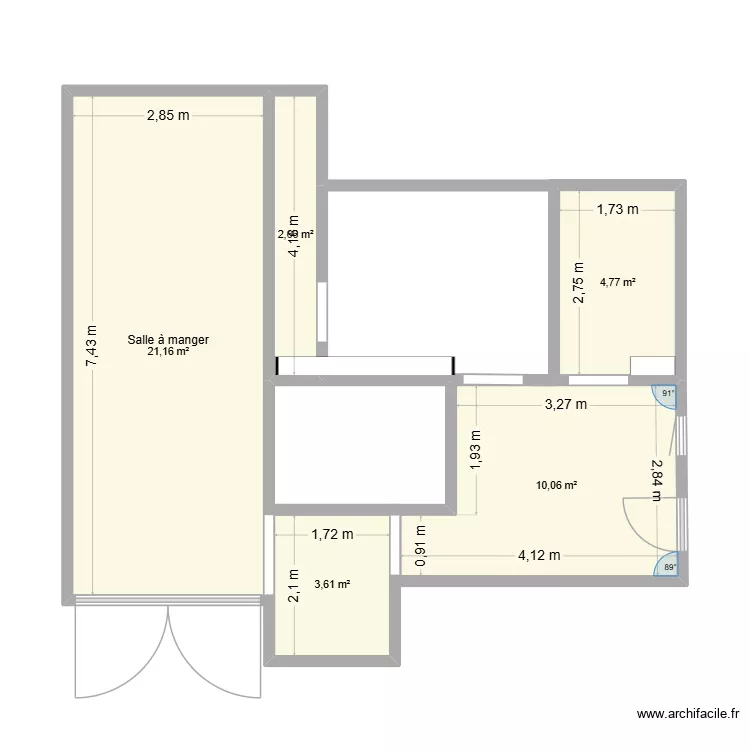 Miellerie. Plan de 5  et 42 m²