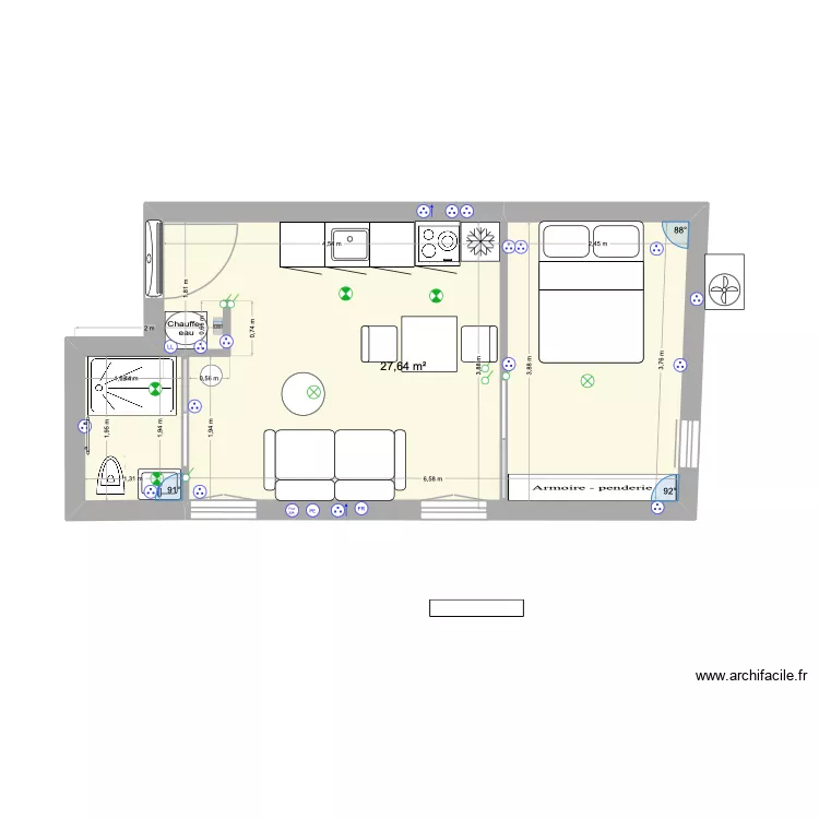 Appartement 26 cuisine. Plan de 1 et 28 m² Appartement 26 cuisine. Plan de 1 et 28 m²