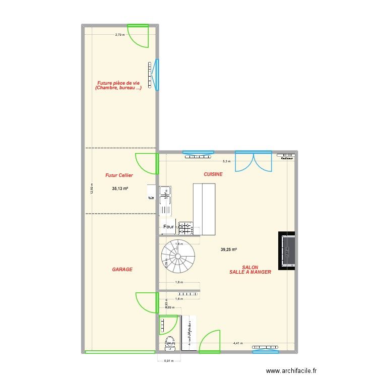 maison Julie RDC. Plan de 3 pièces et 76 m2