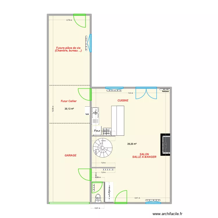 maison Julie RDC. Plan de 3  et 76 m²