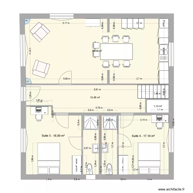 RDC RTE CLOHARS FOUESNANT. Plan de 5  et 83 m²