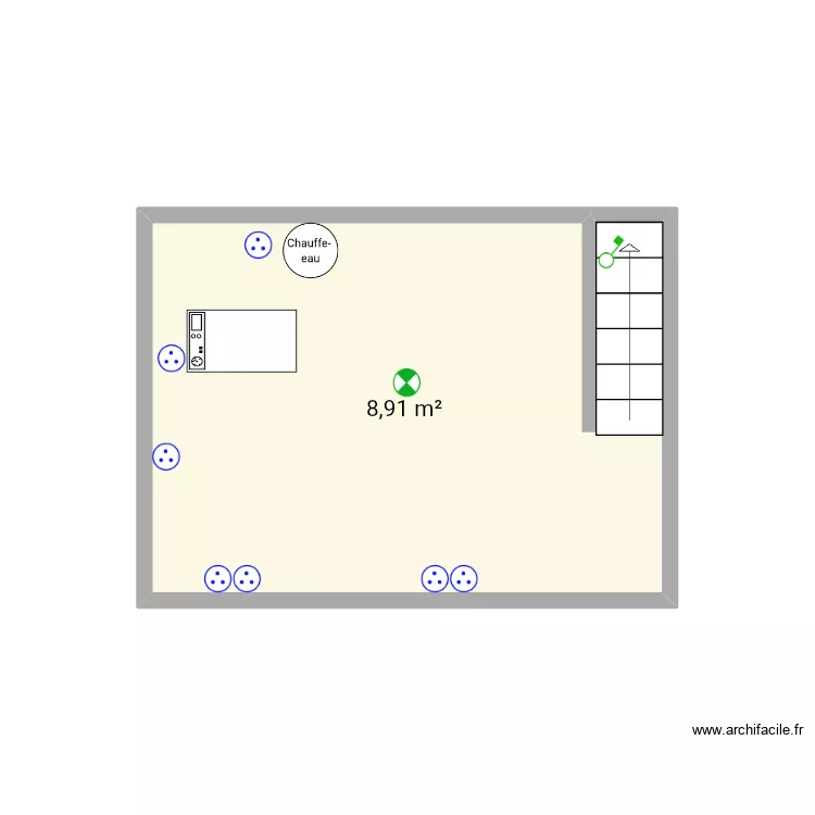 Cave &eacute;lectricit&eacute;. Plan de 1 pièce et 9 m²