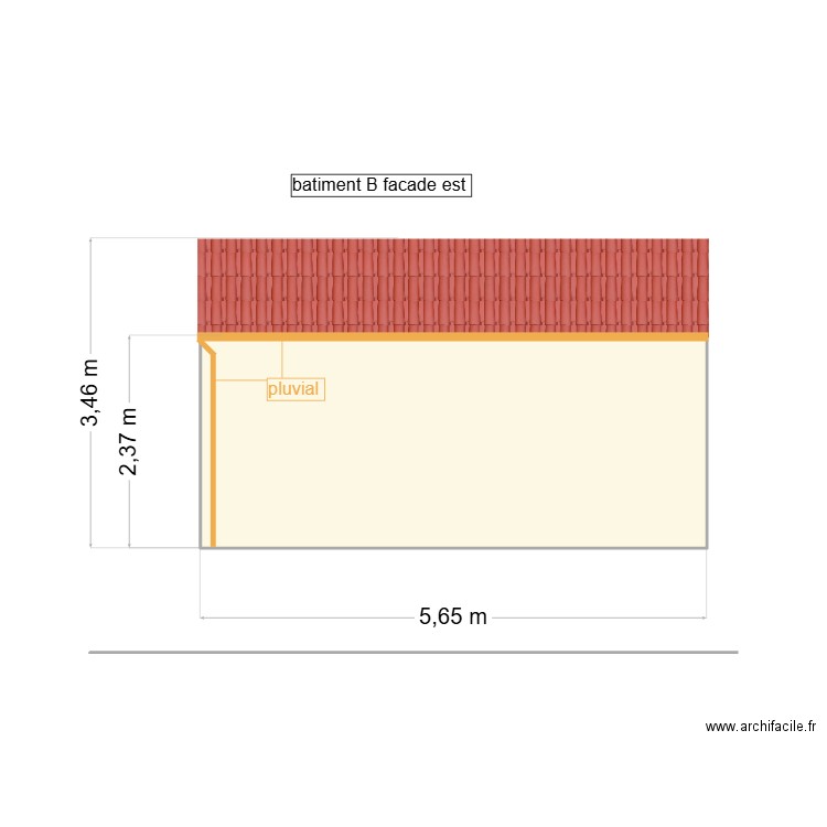 batiment B facade est. Plan de 1 pièce et 14 m2